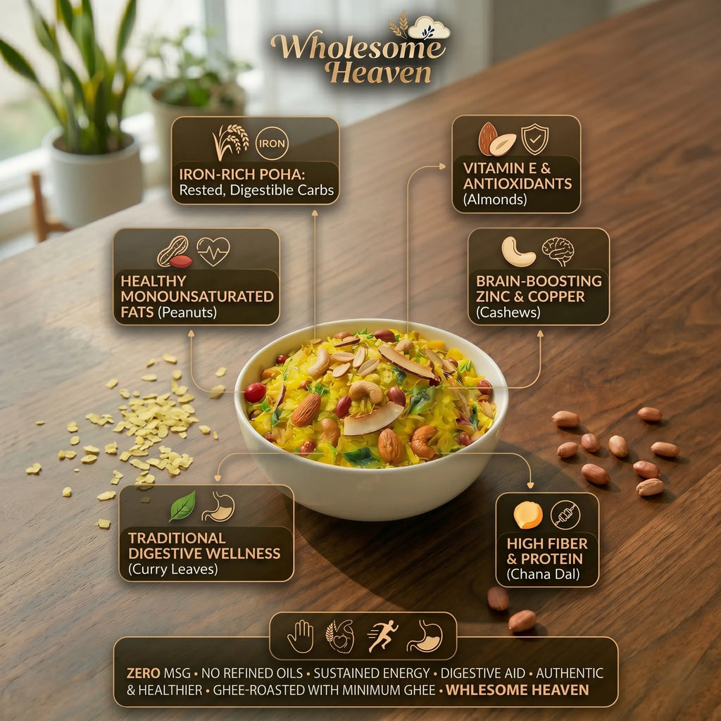 Wholesome Heaven - Ghee Roasted Dry Fruit Poha Chiwda