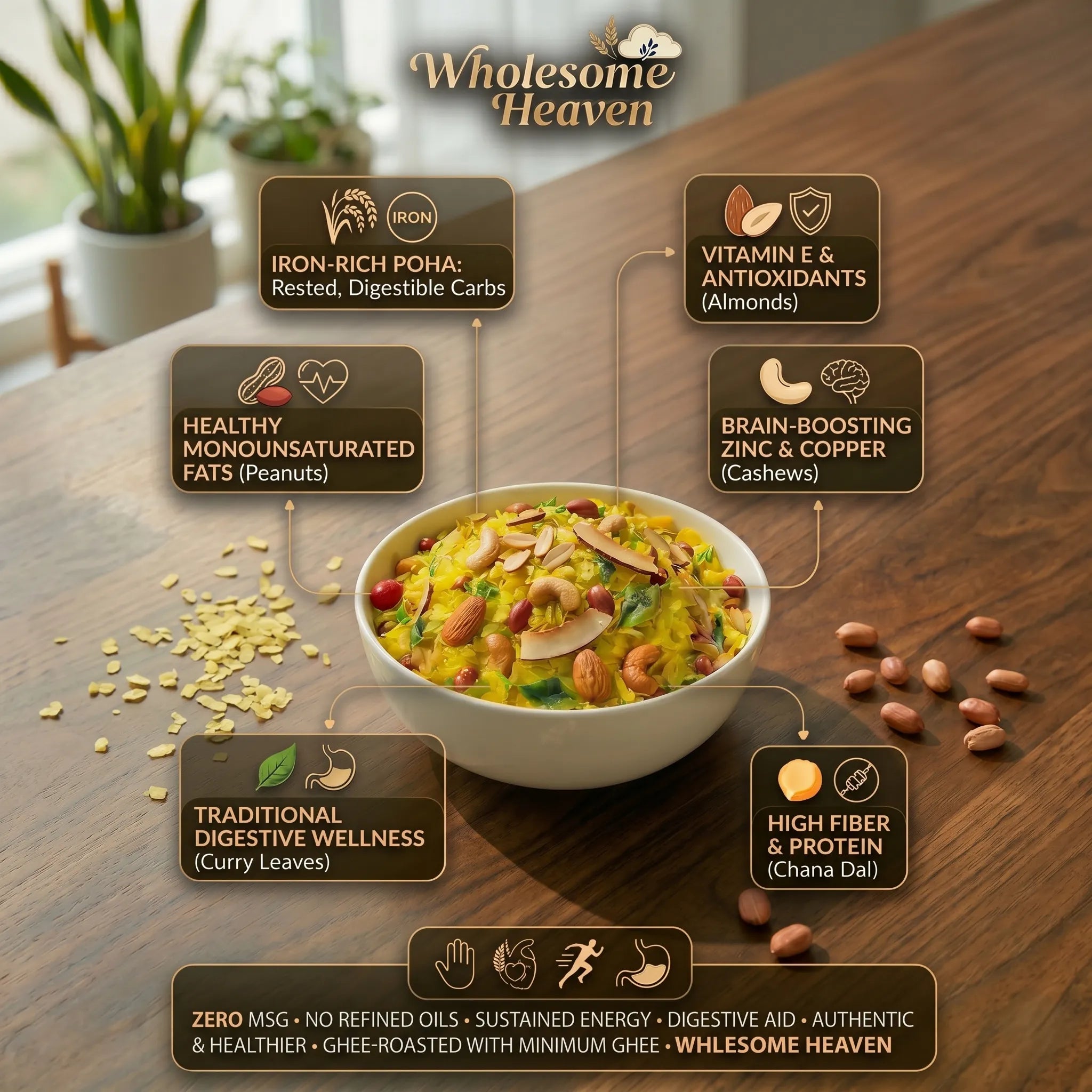 Wholesome Heaven - Ghee Roasted Dry Fruit Poha Chiwda