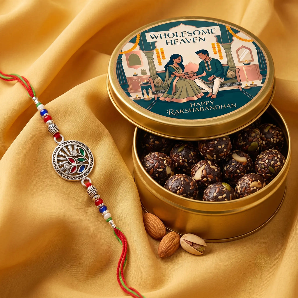 Wholesome Heaven - Chocolate Nut Bites  & Rakhi Gift Hamper
