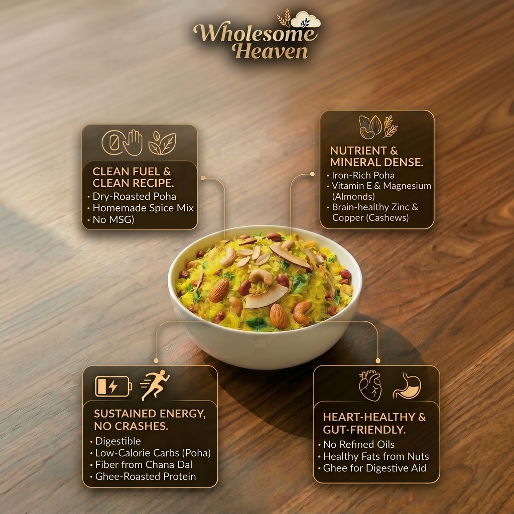 Wholesome Heaven Zero Oil Poha Chiwda | Roasted Diet Chiwda & Healthy Chivda Mix