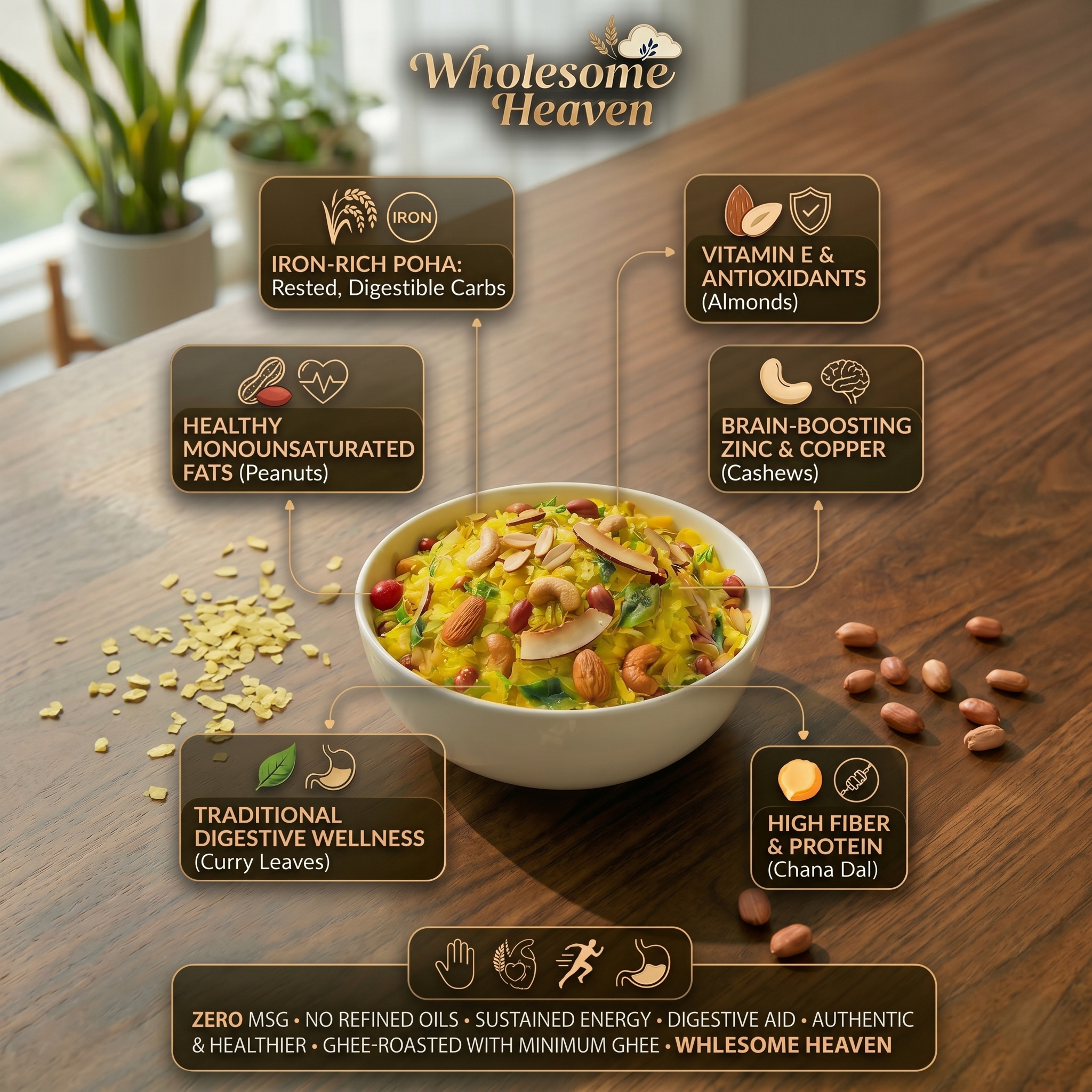 Wholesome Heaven Zero Oil Poha Chiwda | Roasted Diet Chiwda & Healthy Chivda Mix
