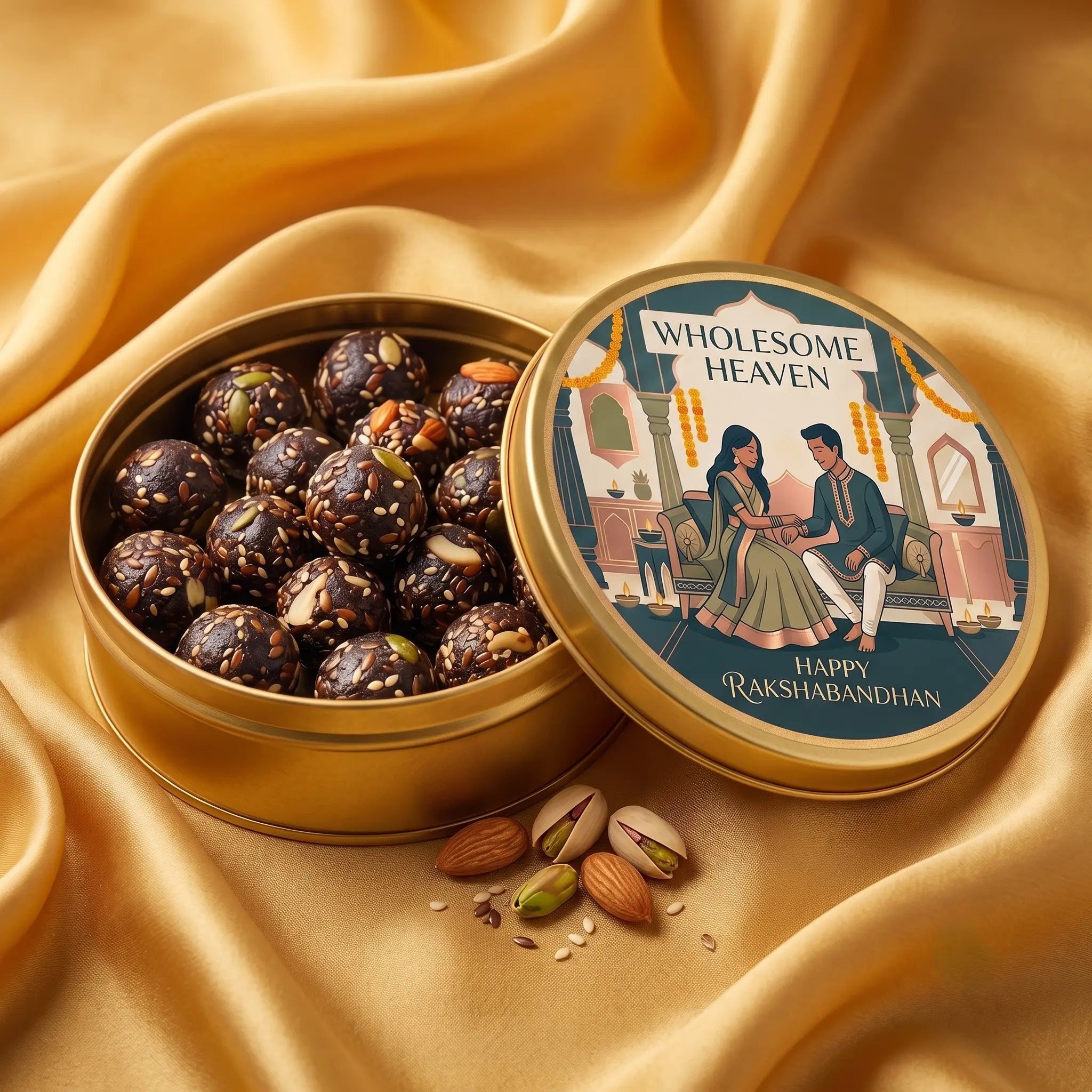 Wholesome Heaven - Chocolate Nut Bites  & Rakhi Gift Hamper
