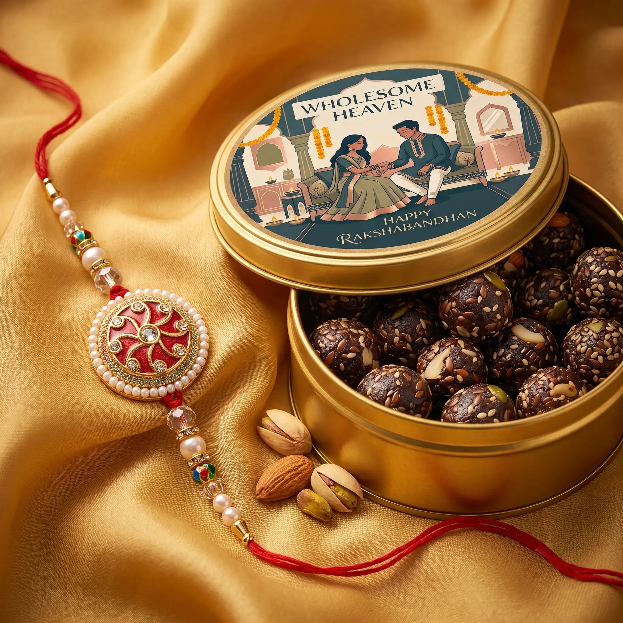 Wholesome Heaven - Chocolate Nut Bites  & Rakhi Gift Hamper